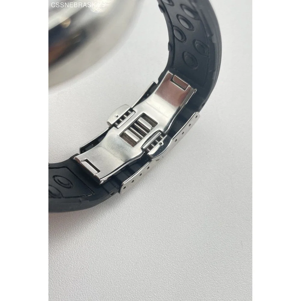 Genuine Officina‎ Del Tempo Pink Women's Watch Leather Black Rubber Band Date